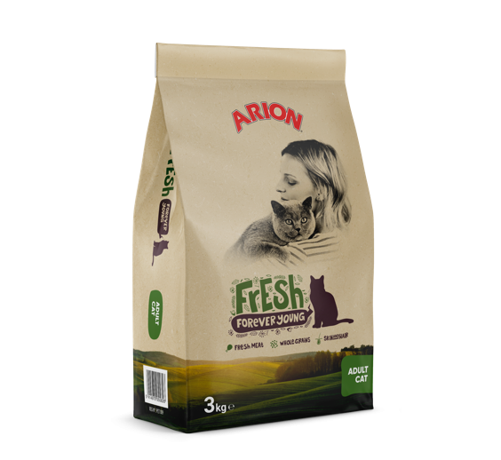 ARION Fresh Adult Cat – Суха храна за възрастни котки с пилешко и билки, 12 кг