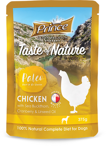 Prince Paleo Chicken & Mango – натурална мокра храна с пиле, манго, сладки картофи и моркови за кучета, 375 гр