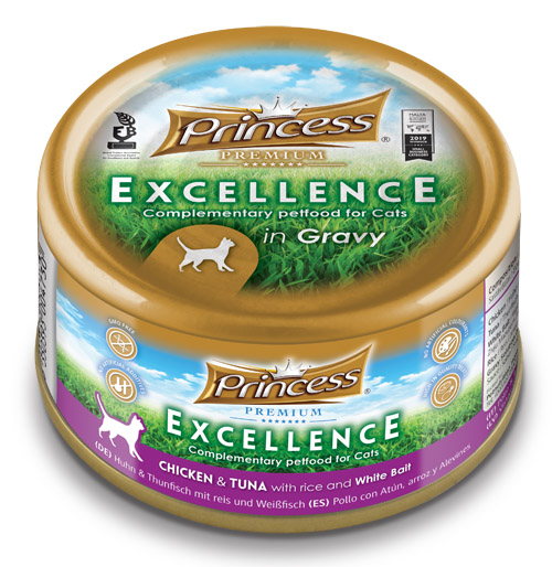 Princess premium excellence Пиле и риба тон с ориз и бели дребни рибки