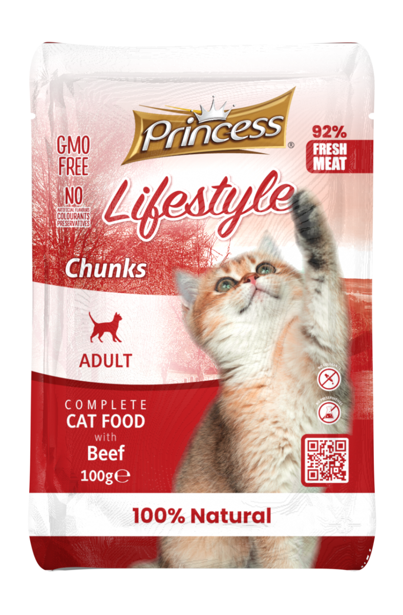 Princess Lifestyle Chunks Beef – мокра храна с говеждо за котки, 100 гр