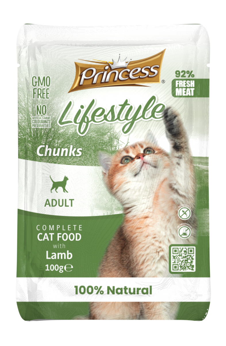 Princess Lifestyle Chunks Lamb – мокра храна с агнешко за котки, 100 гр
