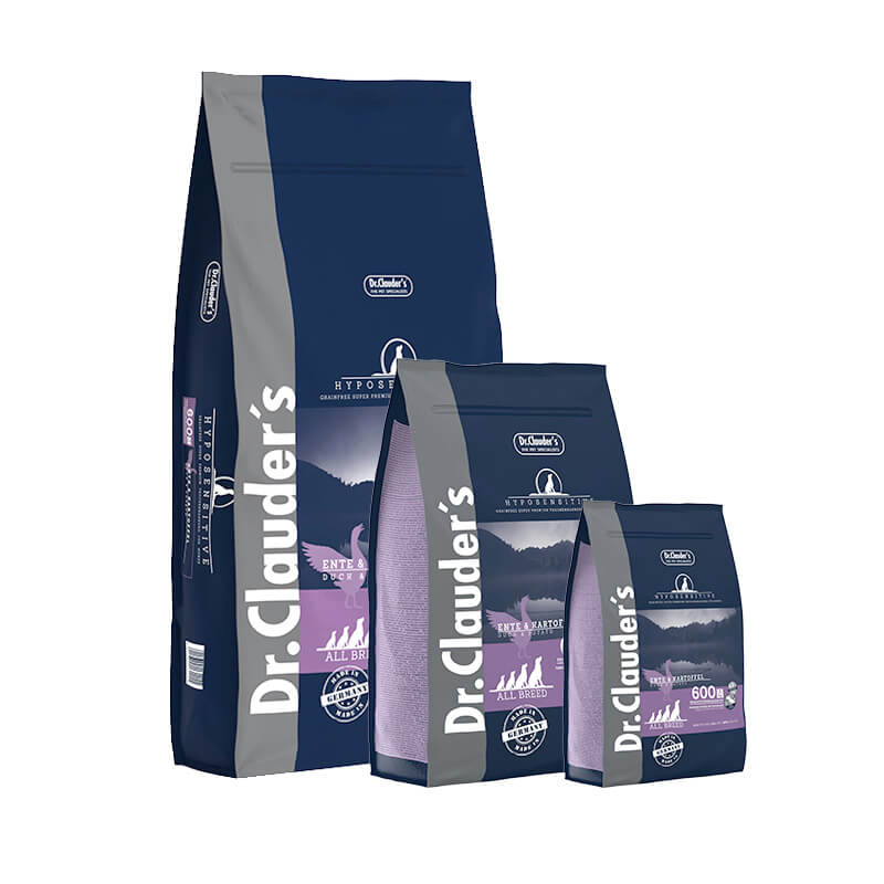 Dr.Clauder's Hyposensitive Ente & Kartoffel – хипоалергенна суха храна за кучета с чувствителна храносмилателна система, 350 гр / 3,5 кг / 11,5 кг