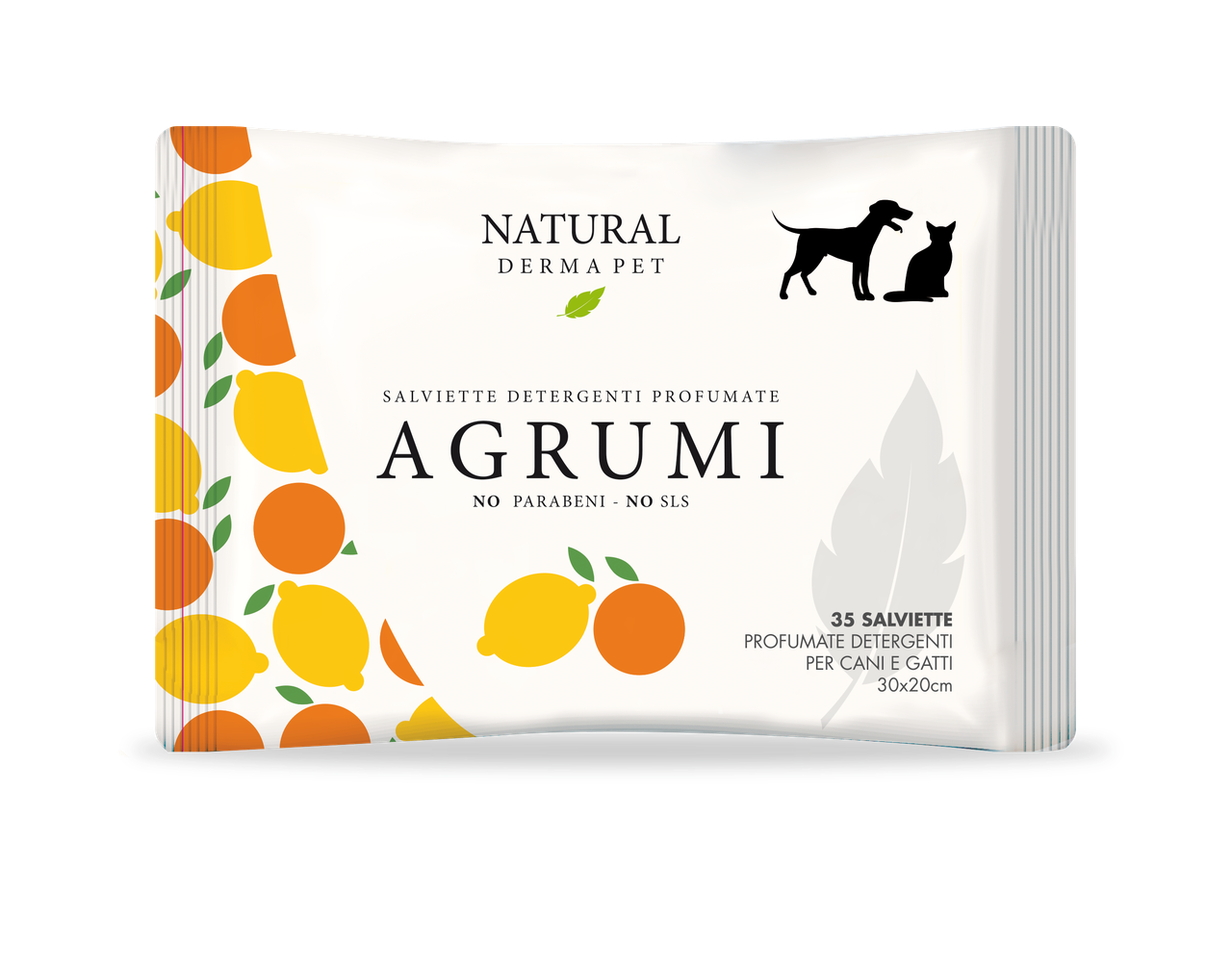 Мокри кърпички с цитрусов аромат за кучета и котки NATURAL DERMA PET