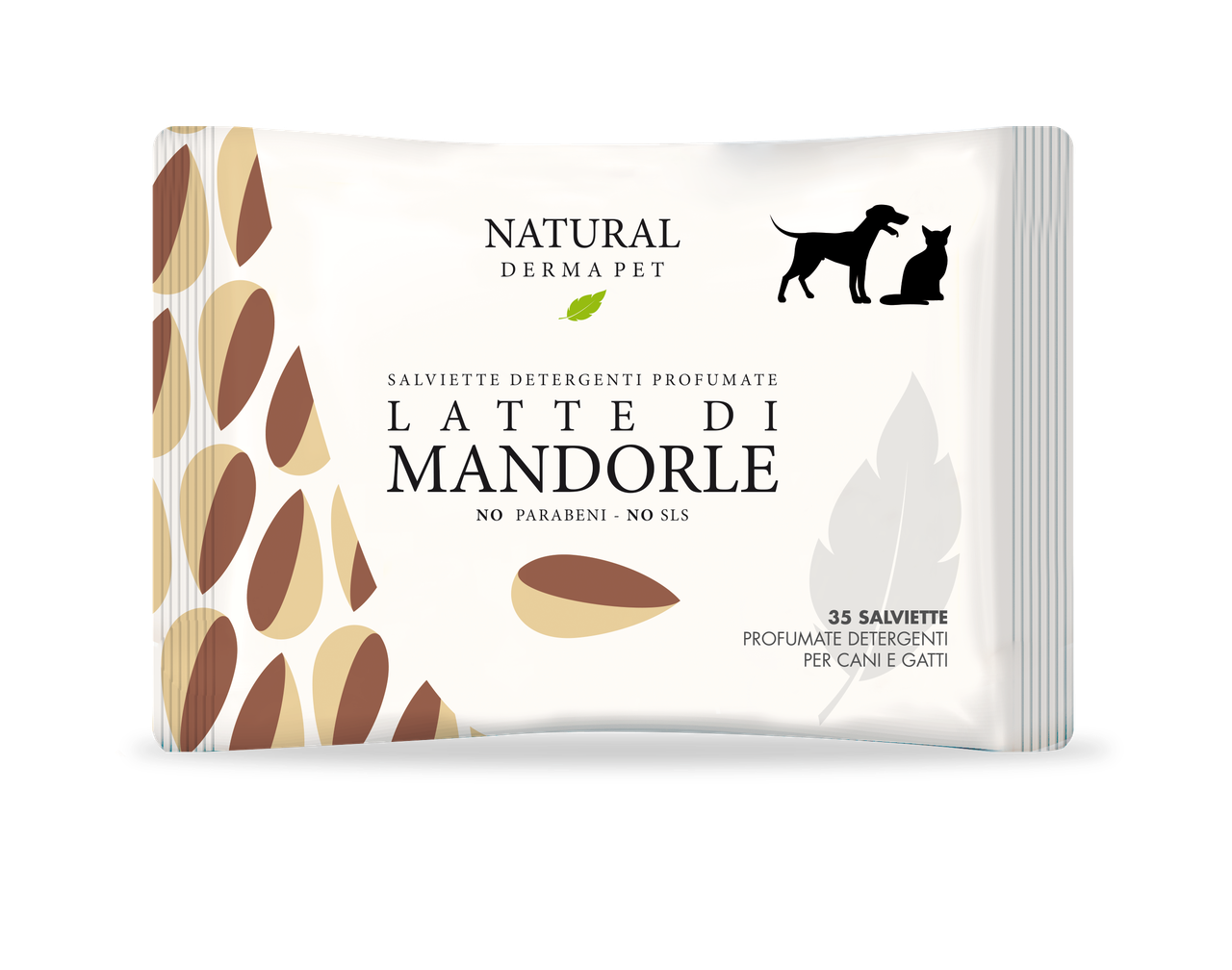 Мокри кърпички с аромат на бадемово мляко за кучета и котки NATURAL DERMA PET
