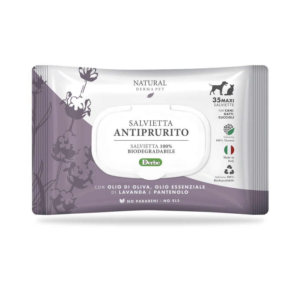 Мокри кърпички против сърбеж за кучета и котки NATURAL DERMA PET