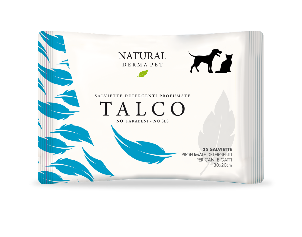 Мокри кърпички с аромат на талк за кучета и котки NATURAL DERMA PET
