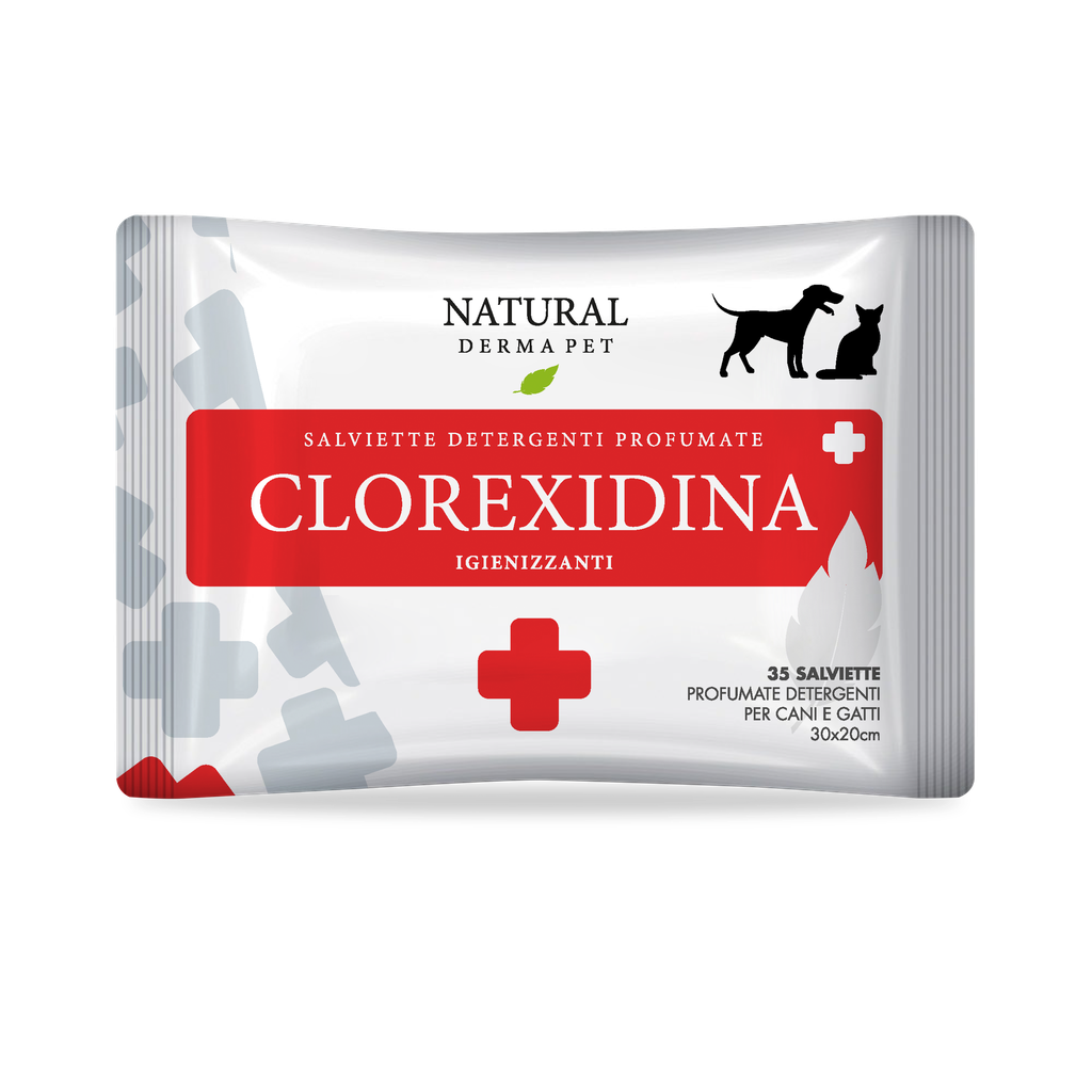 Мокри кърпички с хлорхексидин за кучета и котки NATURAL DERMA PET