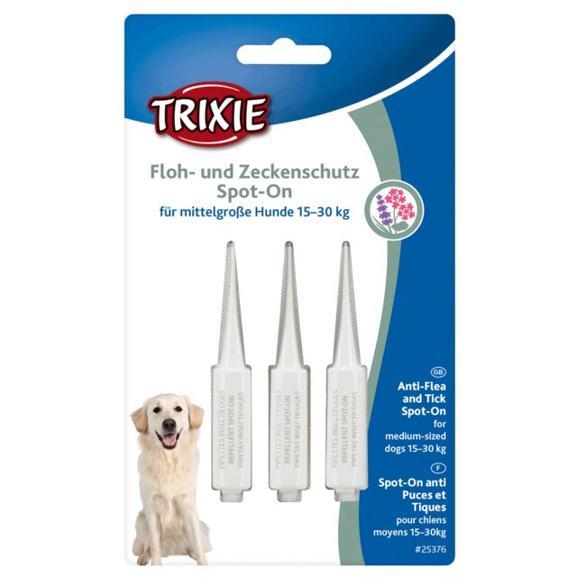 Trixie Spot-On – капки против бълхи и кърлежи, 15–30 кг, 3 х 3 мл