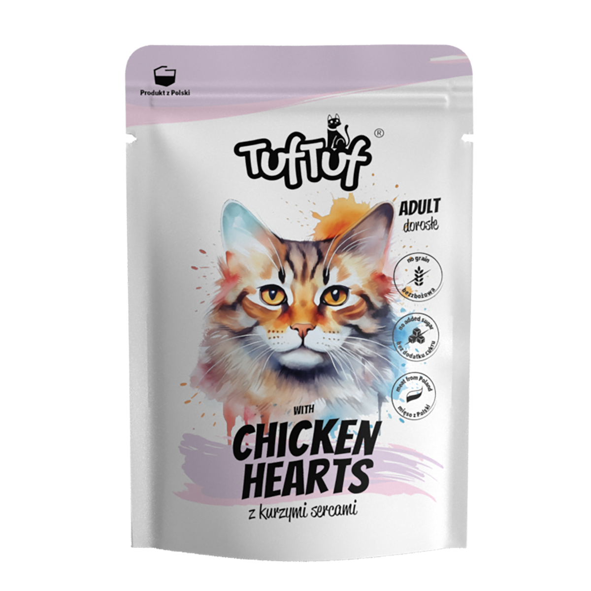 Пауч за котки с пилешки сърца TUFTUF