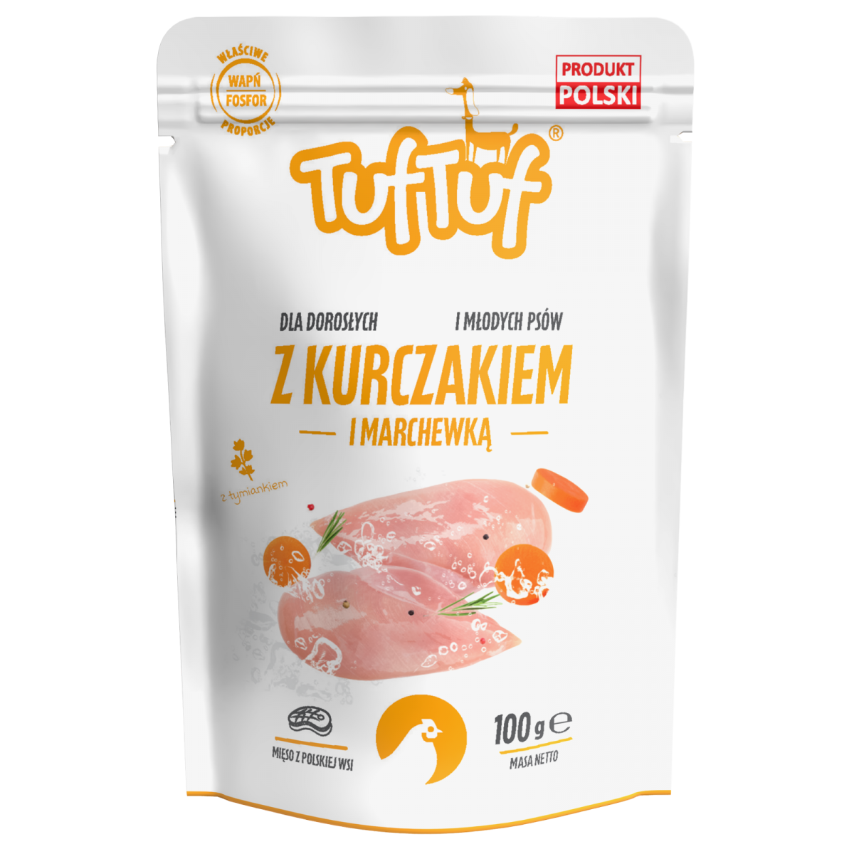 Пауч за кучета с пилешко и моркови TUFTUF