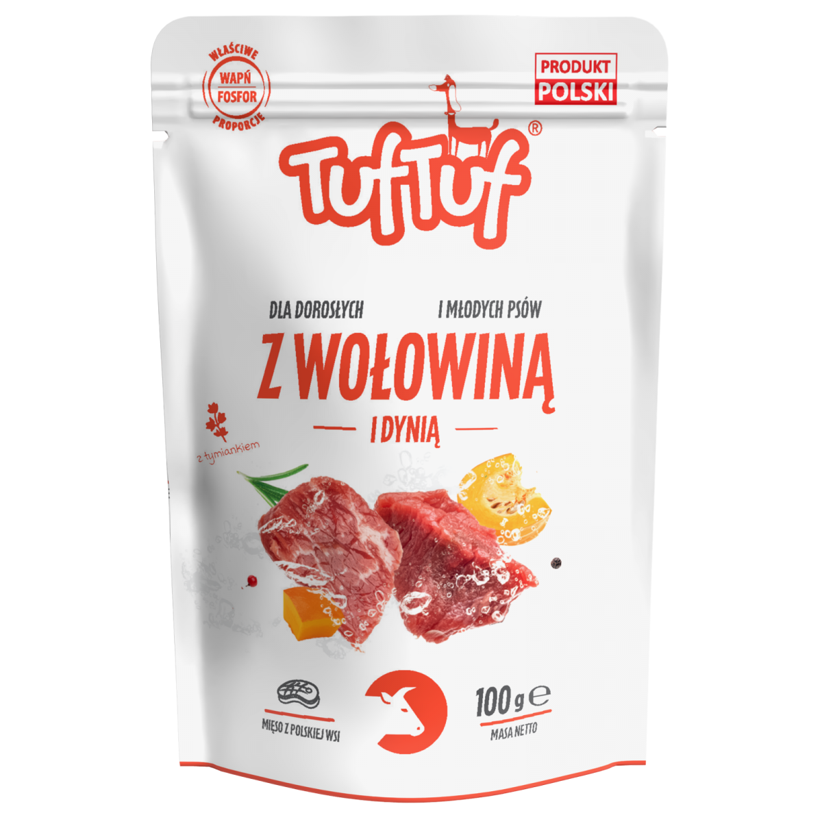 Пауч за кучета с говеждо и тиква TUFTUF
