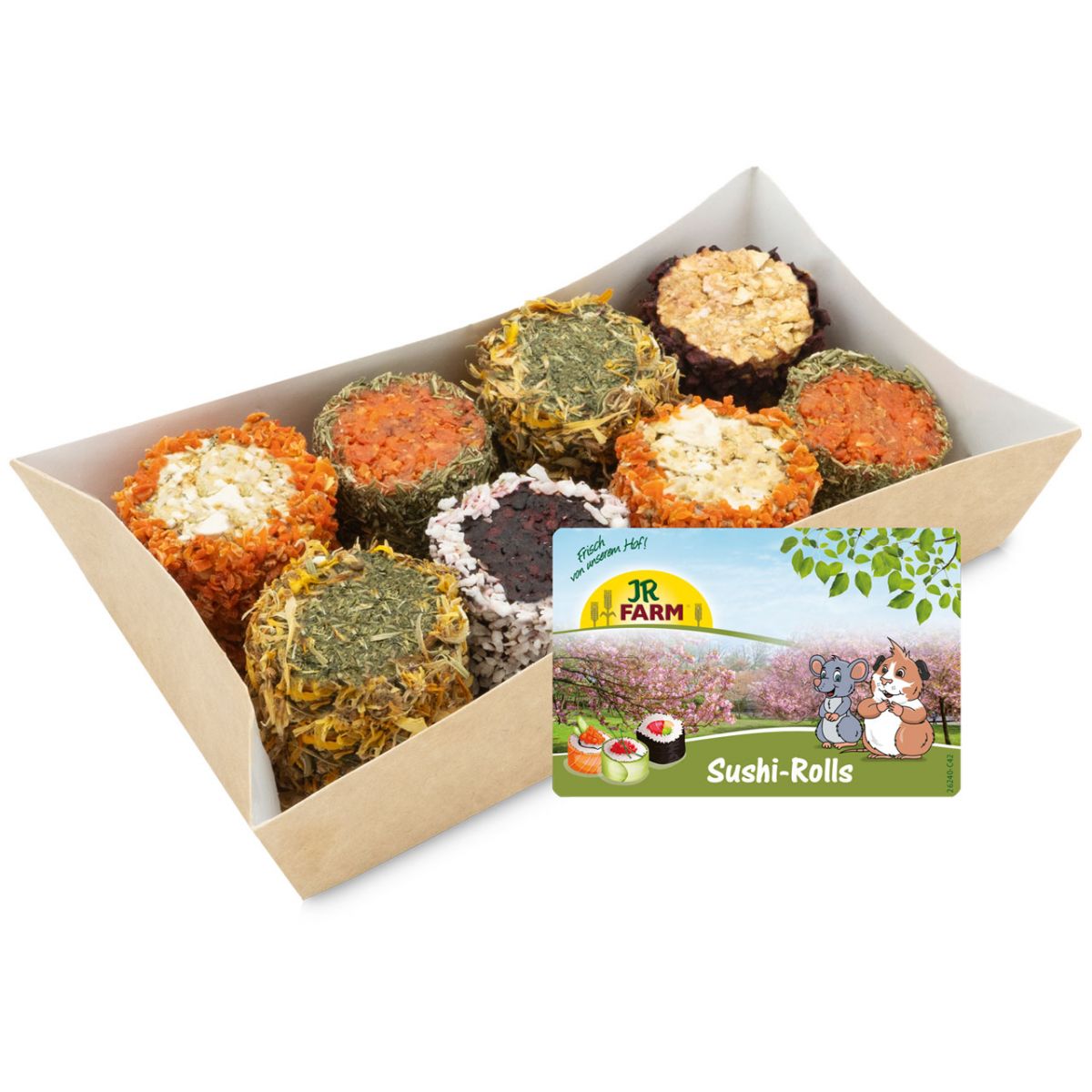 JR FARM Sushi Rolls – Лакомство за гризачи и зайчета, 100 гр