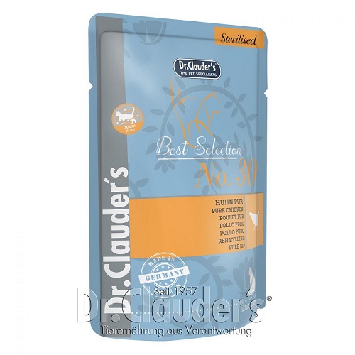 Dr.Clauder's Best Selection Sterilised No.30 – мокра храна с чисто пилешко за кастрирани котки, 85 гр